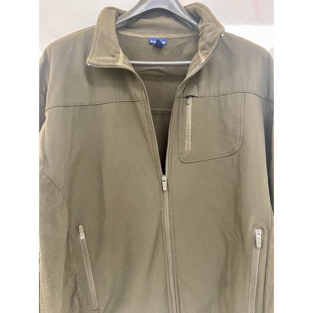 Soft Shell Full Zip Men's XL Front Side Zip Pockets Stand Collar In Brown